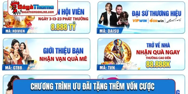 Chương trình ưu đãi tặng thêm vốn cược