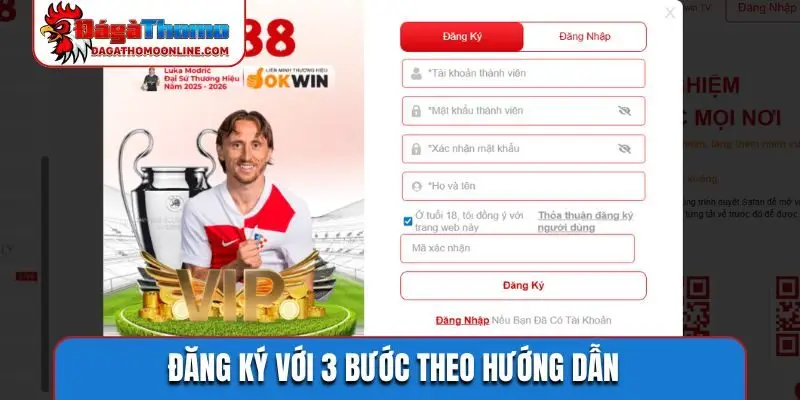 Đăng ký với 3 bước theo hướng dẫn