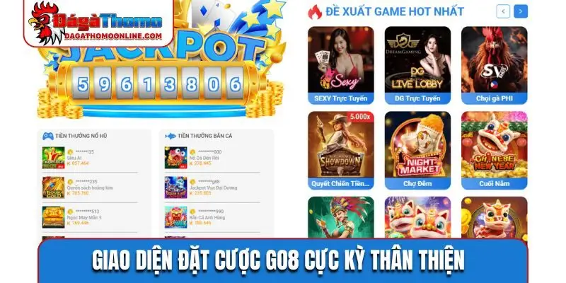 Giao diện đặt cược GO8 cực kỳ thân thiện